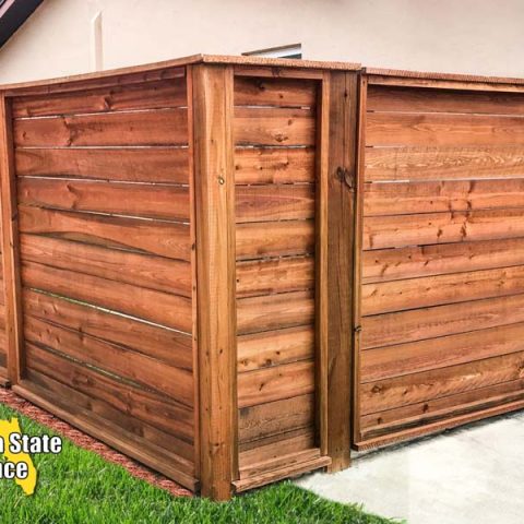 a horizontal wood fence