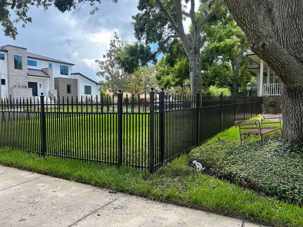 black aluminum fence