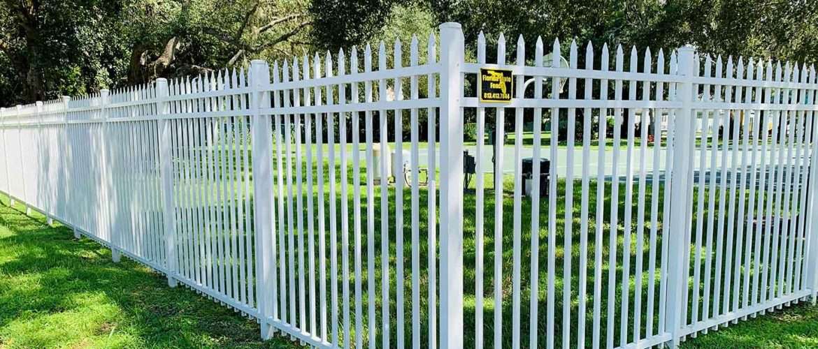 White-Aluminum-Fence_Commercial5 white aluminum fence with spear top